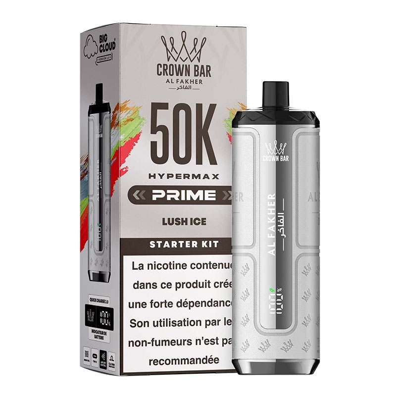 Puff Crown Bar HyperMax Prime 50K Lush Ice - Al Fakher | Le Vapoteur Discount