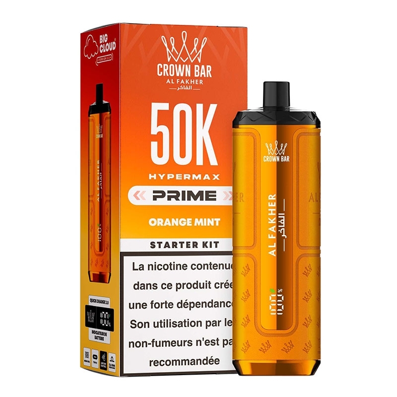Puff Crown Bar HyperMax Prime 50K Orange Mint - Al Fakher | Le Vapoteur Discount