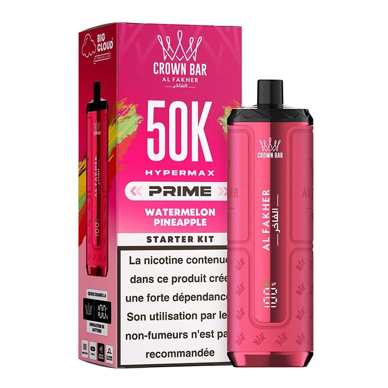 Puff Crown Bar HyperMax Prime 50K Watermelon Pineapple Al Fakher | Le Vapoteur Discount