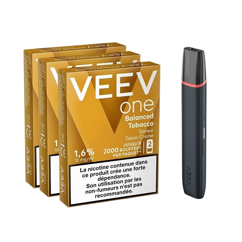 Pack Veev One - Battery + 3 Balanced Tobacco Refills | Le Vapoteur Discount