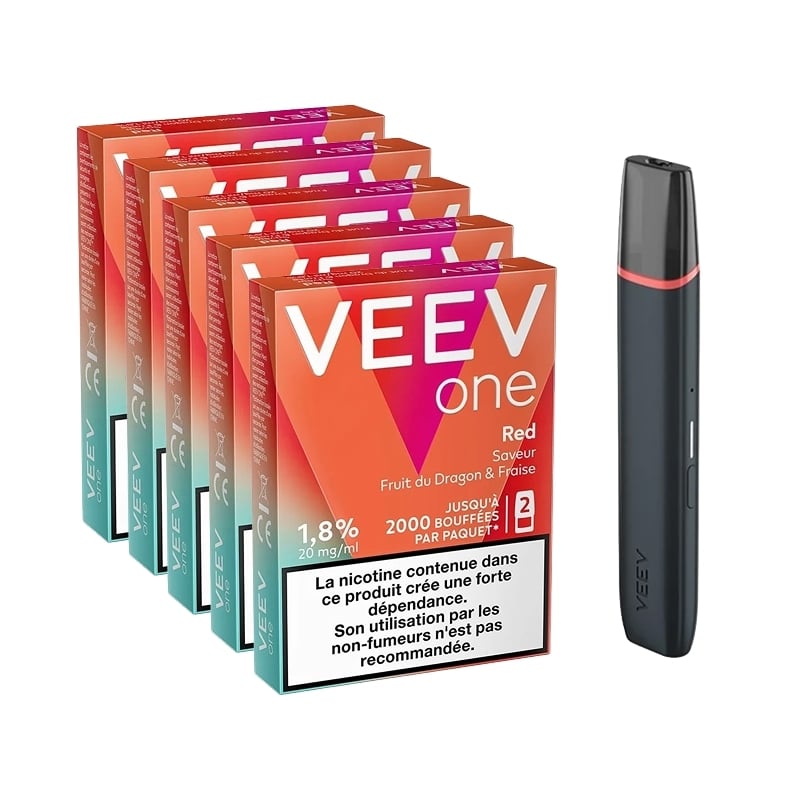 Pack Veev One - Batterie + 5 recharges Red | Le Vapoteur Discount