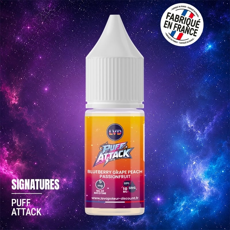 Blueberry Grape Peach PassionFruit Nic Salt E-liquid 10 ml Puff Attack | Le Vapoteur Discount