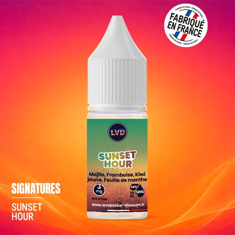 E-liquid Mojito Raspberry Yellow Kiwi Mint Leaf fresh 10 ml Sunset Hour at the best price | Le Vapoteur Discount