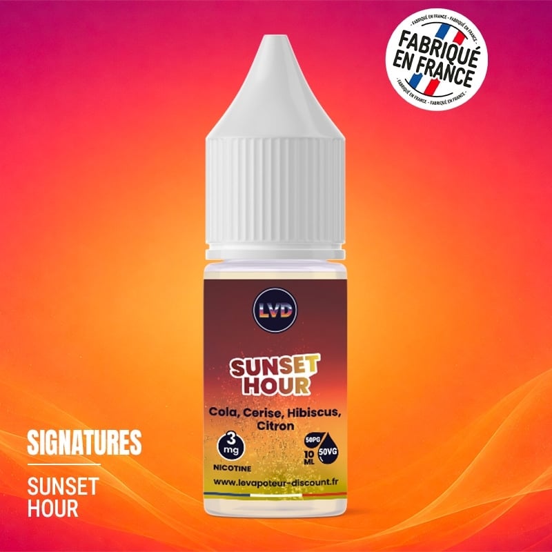 E-liquide Cola Cerise Hibiscus Citron frais 10 ml Sunset Hour pas cher | Le Vapoteur Discount