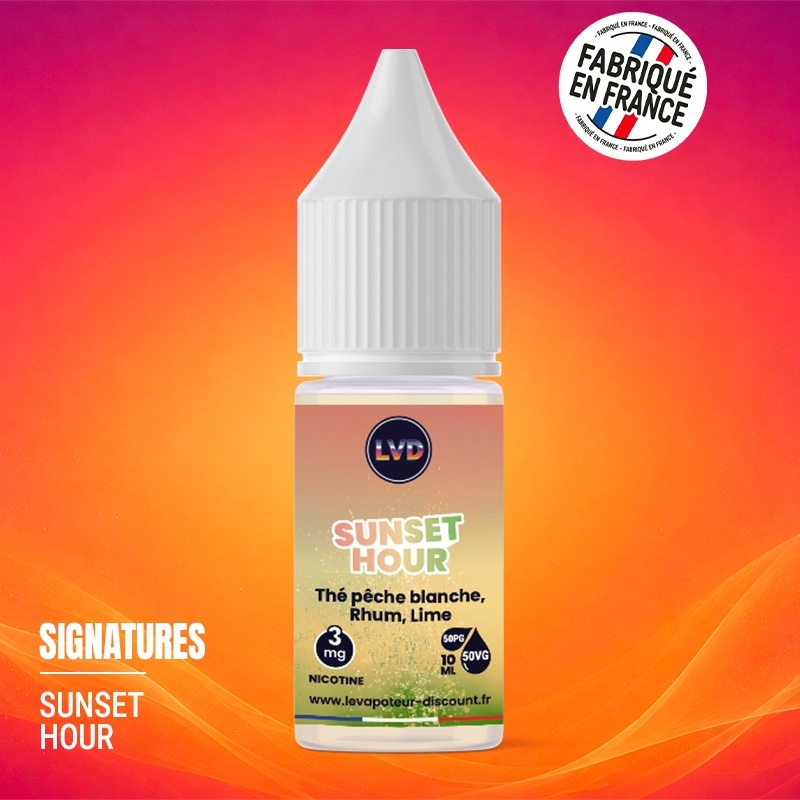 E-liquid White Peach Tea Rum fresh Lime 10ml Sunset Hour cheap | Le Vapoteur Discount
