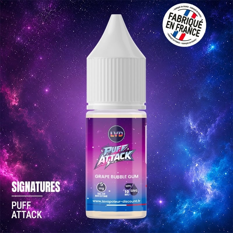 Grape BubbleGum Nic Salt E-liquid 10 ml Puff Attack | Le Vapoteur Discount