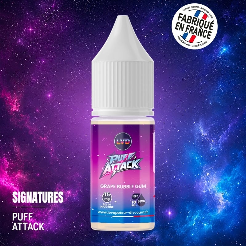 Grape Bubblegum Nic Salt 10 ml Puff Attack - Le Vapoteur Discount