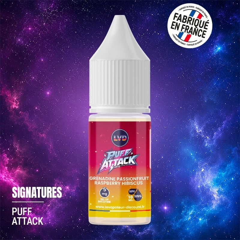 Grenadine PassionFruit Raspberry Nic Salt E-liquid 10 ml Puff Attack | Le Vapoteur Discount