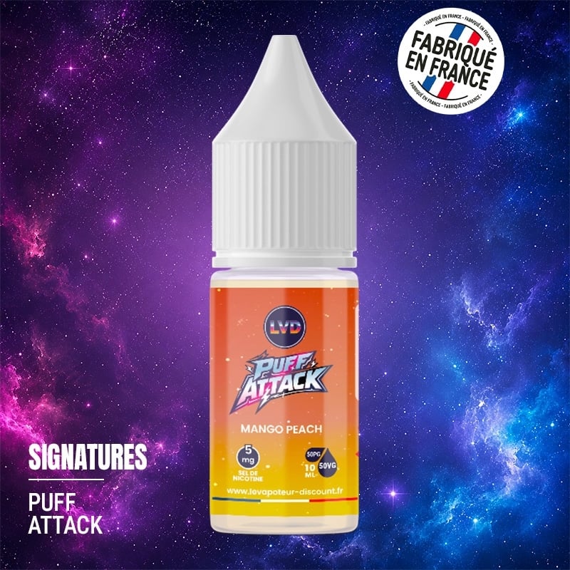 Mango Peach Nic Salt E-Liquid 10 ml Puff Attack | Le Vapoteur Discount