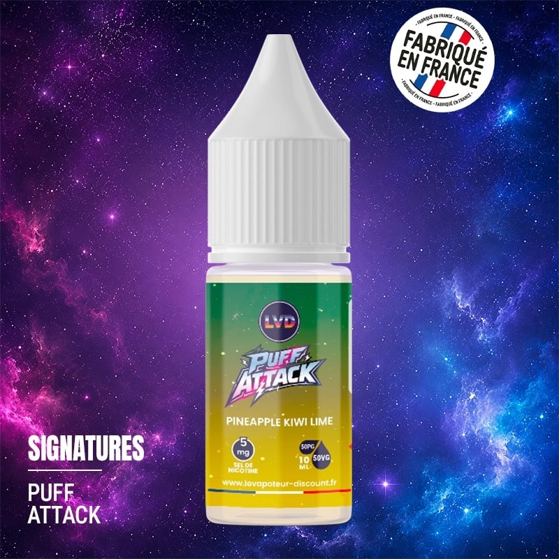 Pineapple Kiwi Lime Nic Salt E-liquid 10 ml Puff Attack | Le Vapoteur Discount