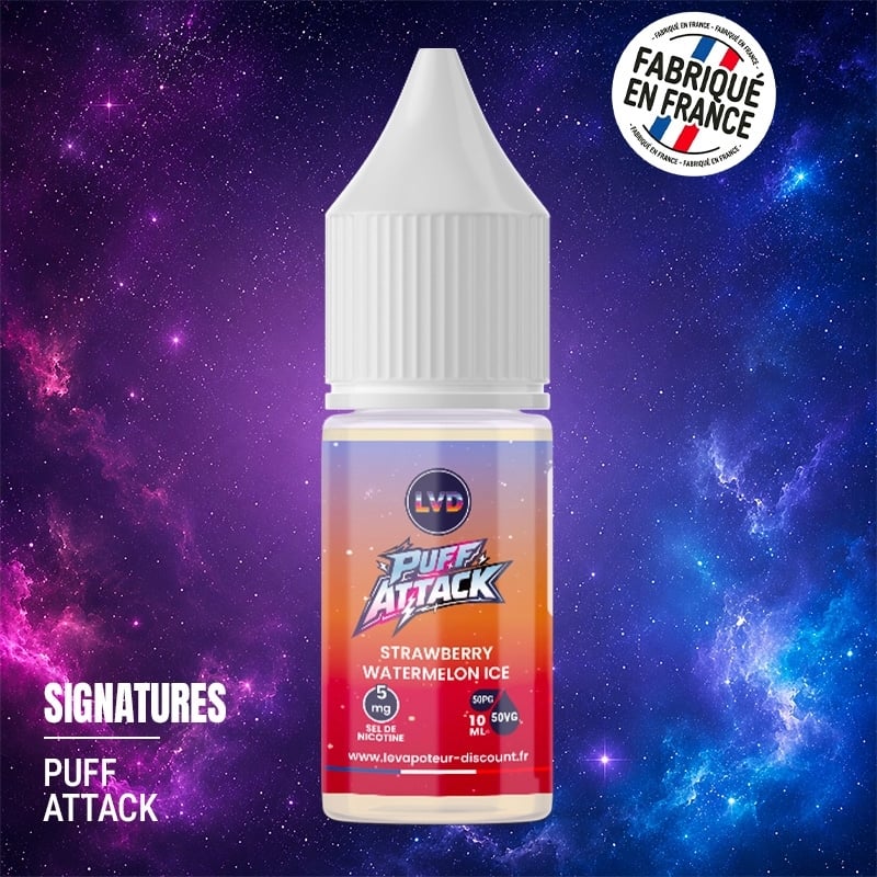 E-liquid Strawberry Watermelon Ice Nic Salt 10 ml Puff Attack | Le Vapoteur Discount