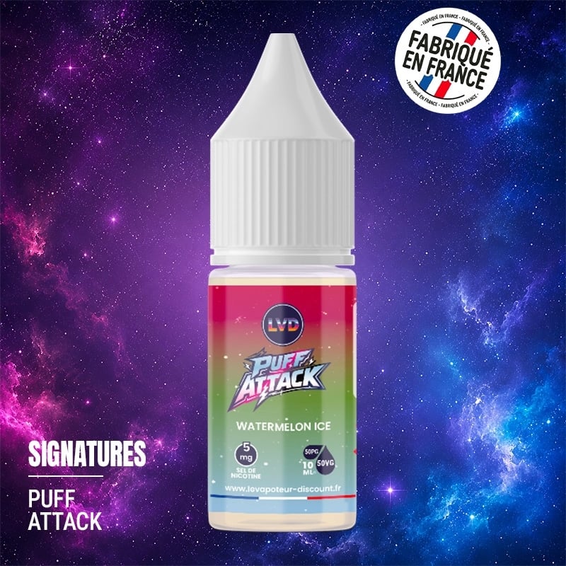 Watermelon Ice Nic Salt E-liquid 10 ml Puff Attack | Le Vapoteur Discount