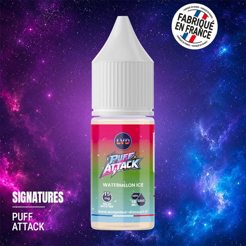 Watermelon Ice Nic Salt 10 ml Puff Attack - Le Vapoteur Discount
