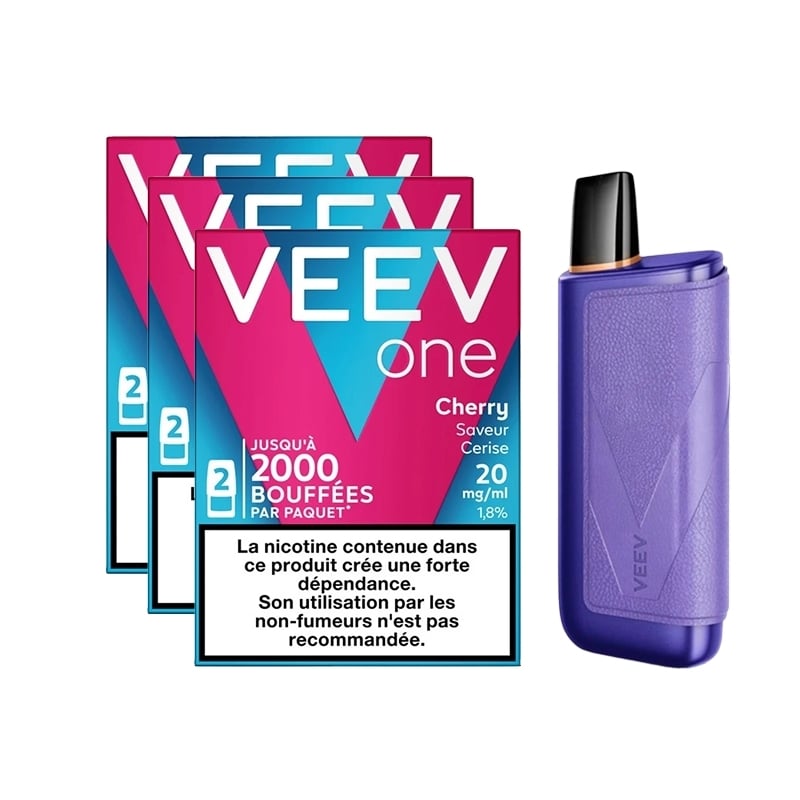 Pack Veev One Plus - Battery + 3 Cherry Refills | Le Vapoteur Discount