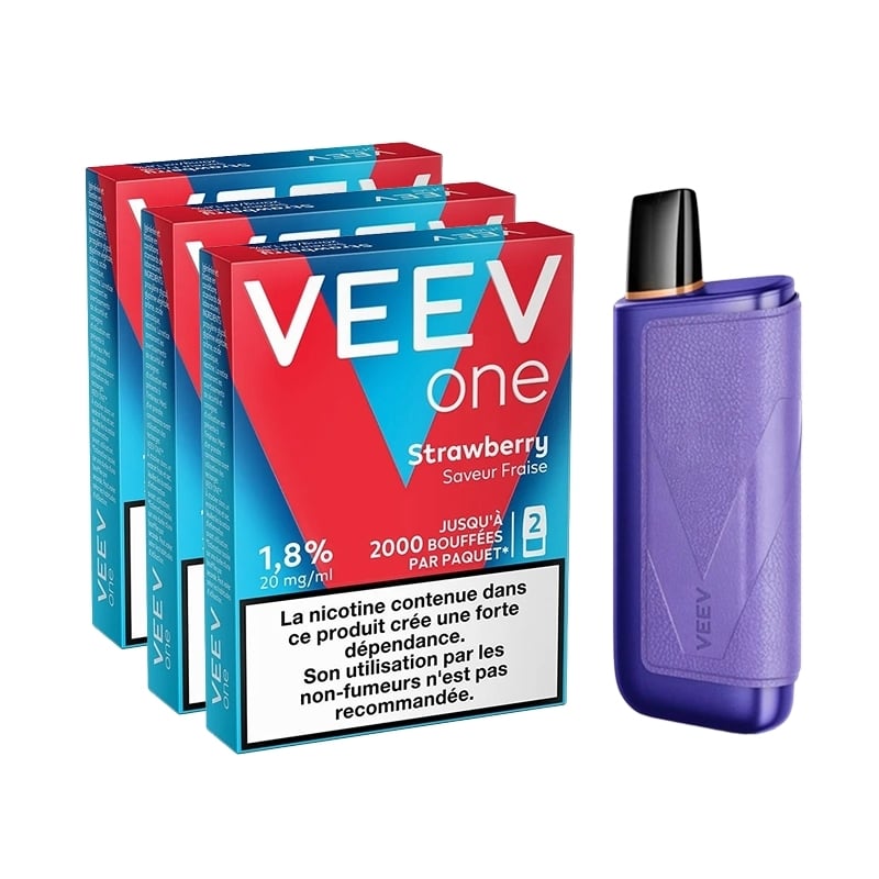 Pack Veev One Plus - Battery + 3 Strawberry Refills | Le Vapoteur Discount