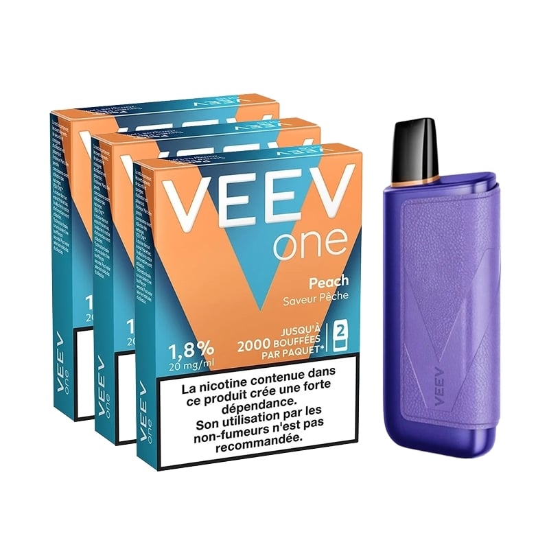 Pack Veev One Plus - Batterie + 3 recharges Peach | Le Vapoteur Discount
