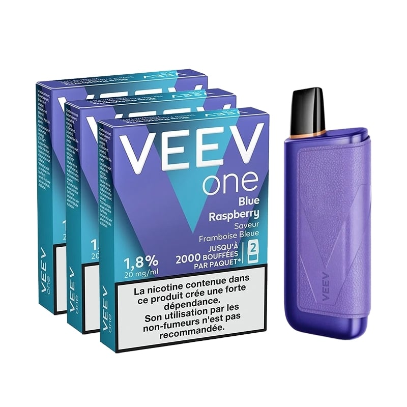 Pack Veev One Plus - Battery + 3 refills Blue Raspberry | Le Vapoteur Discount