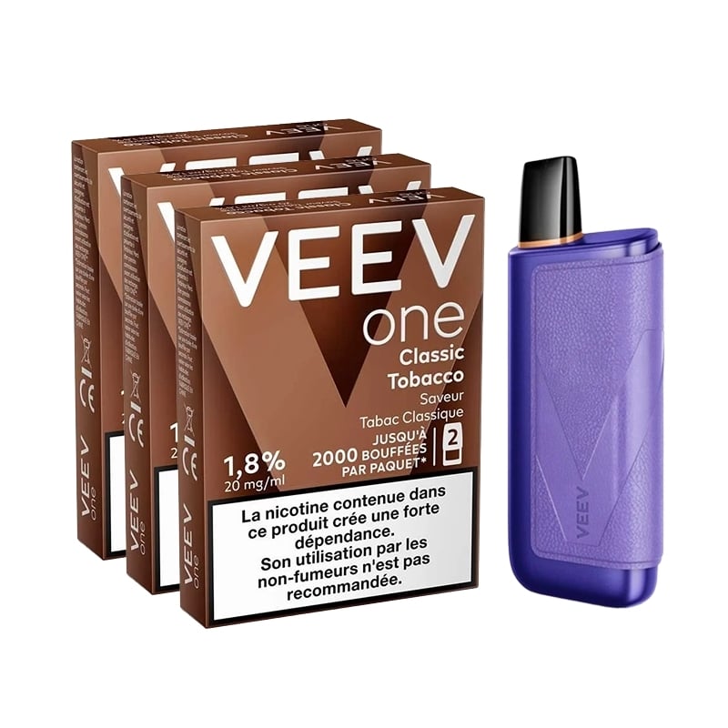 Pack Veev One Plus - Battery + 3 Classic Tobacco Refills | Le Vapoteur Discount
