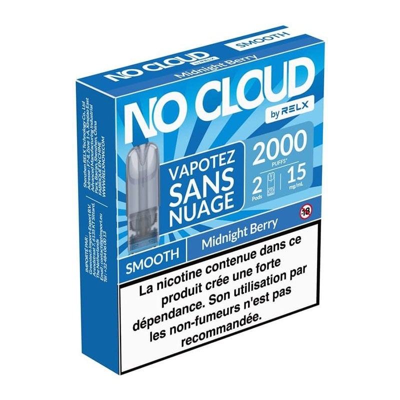 Cartouches pré-remplies No Cloud Smooth Midnight Berry - RELX pas cher