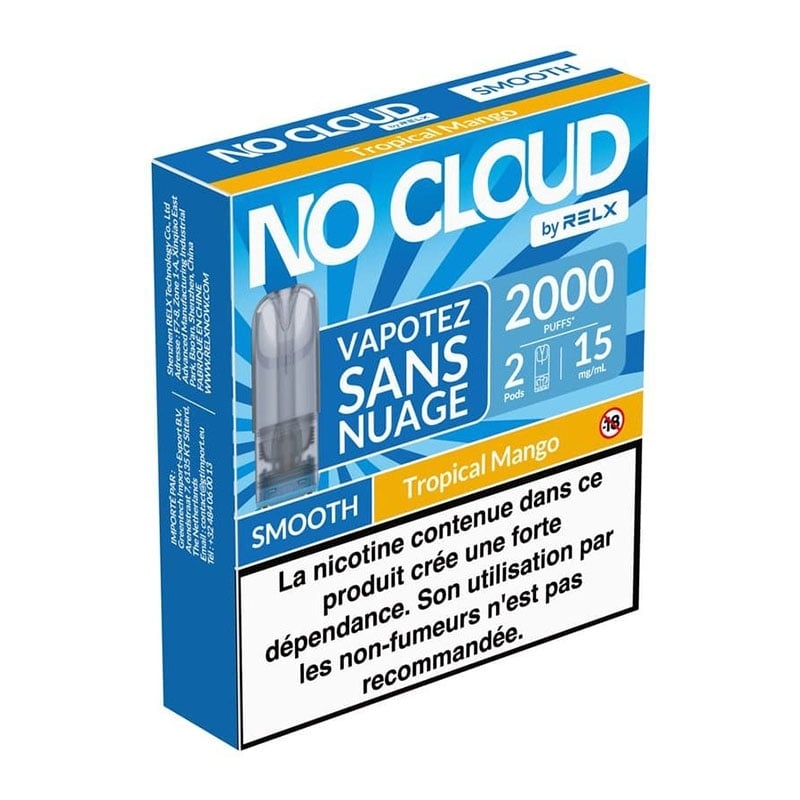 Pre-filled Cartridges No Cloud Smooth Tropical Mango - RELX pas cher