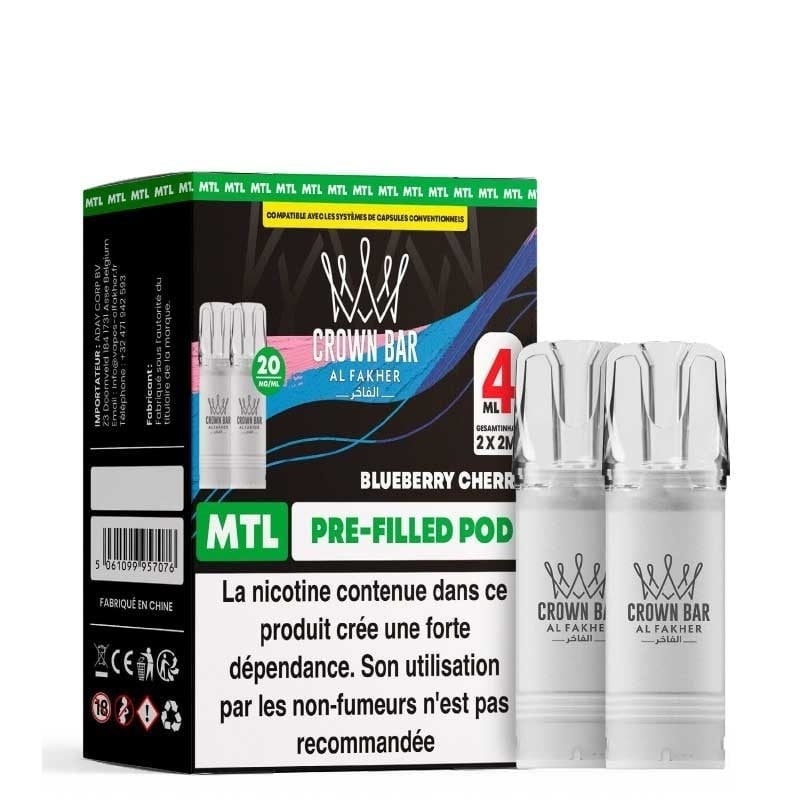 Cartouche AF 600 Crown Bar Blueberry Cherry 2 x 2 ml - Al Fakher pas cher