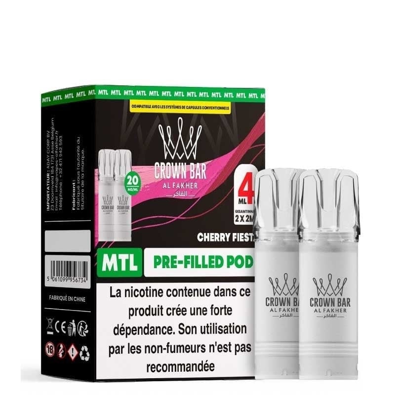 Cartouche AF 600 Crown Bar Cherry Fiesta 2 x 2 ml - Al Fakher pas cher