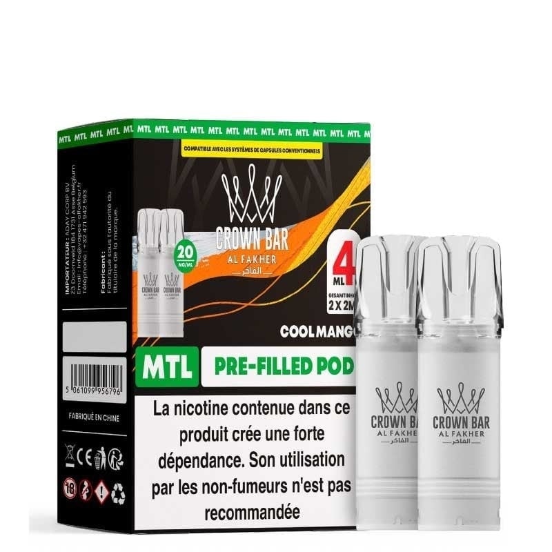 Cartouche AF 600 Crown Bar Cool Mango 2 x 2 ml - Al Fakher pas cher