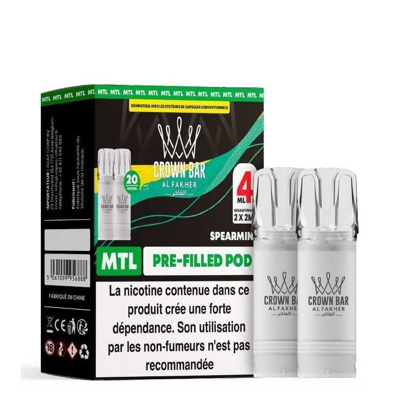Cartouche AF 600 Crown Bar Spearmint 2 x 2 ml - Al Fakher pas cher