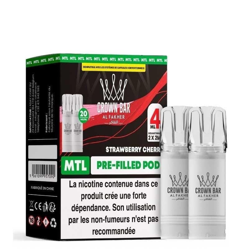 Cartouche AF 600 Crown Bar Strawberry Cherry 2 x 2 ml - Al Fakher pas cher