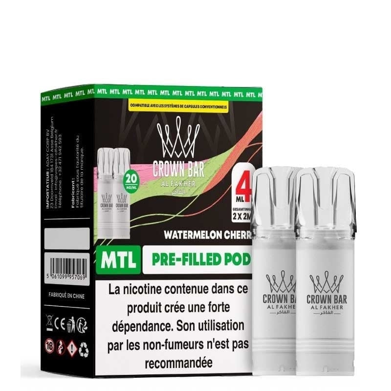 Cartouche AF 600 Crown Bar Watermelon Cherry 2 x 2 ml - Al Fakher pas cher
