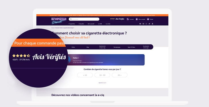 Consulter les avis vérifiés du Vapoteur Discount