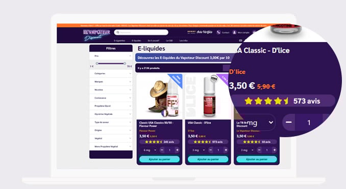 Consulter les avis produits sur une page catégorie