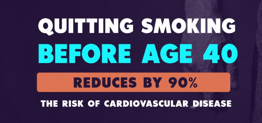 Quitting Tobacco before 40 reduces cardiovascular disease risk by 90%
