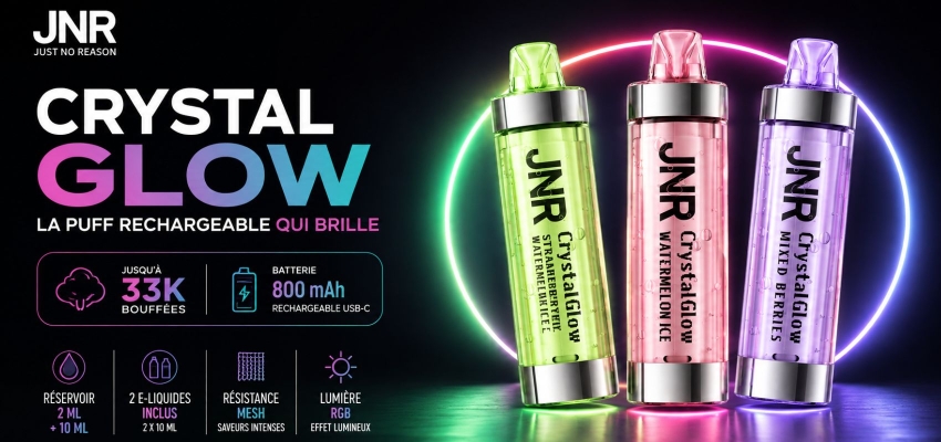 Puff JNR Crystal Glow 33K : la puff rechargeable brillante ! 
