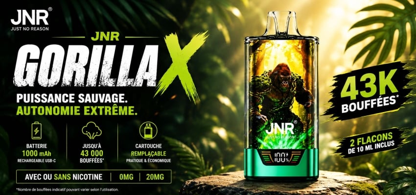 Puff JNR Gorilla X : une puff rechargeable pensée pour durer