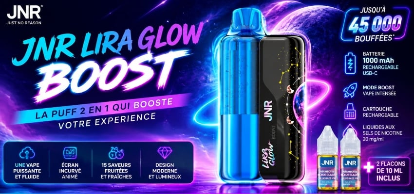 Puff JNR Lira Glow 45K : pensée pour une utilisation prolongée